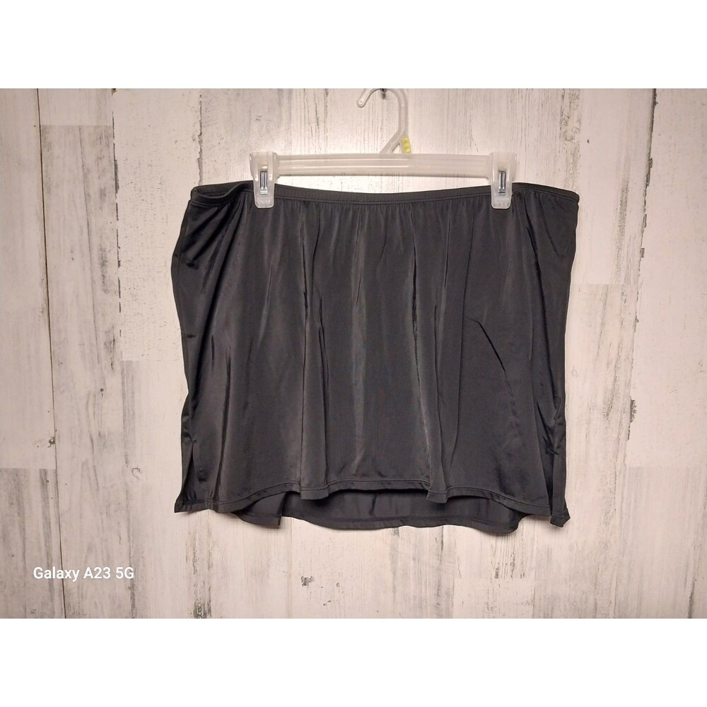 Cacique Swim Skirt Women’s 20 Black Slitted Attached Briefs Swim Bottom Comfort
